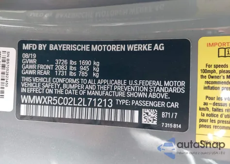 2020 Mini Hardtop Cooper S from USA, damaged, VIN WMWXR5C02L2L71213